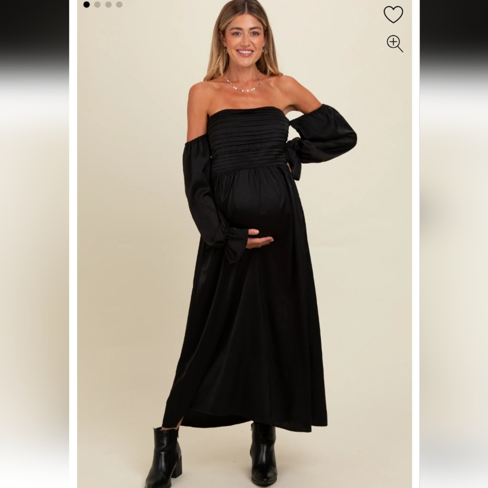 Pinkblush Black Off-Shoulder Maternity Dress Women's Medium
